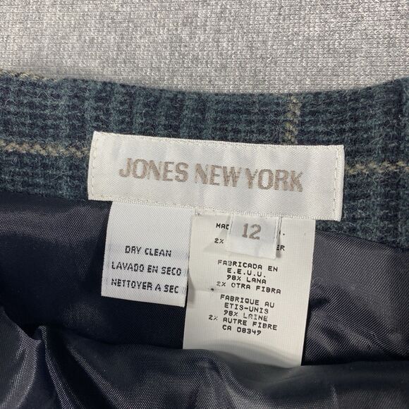 Jones New York Plaid Wool Skirt Size 12 Lined - Picture 3 of 3